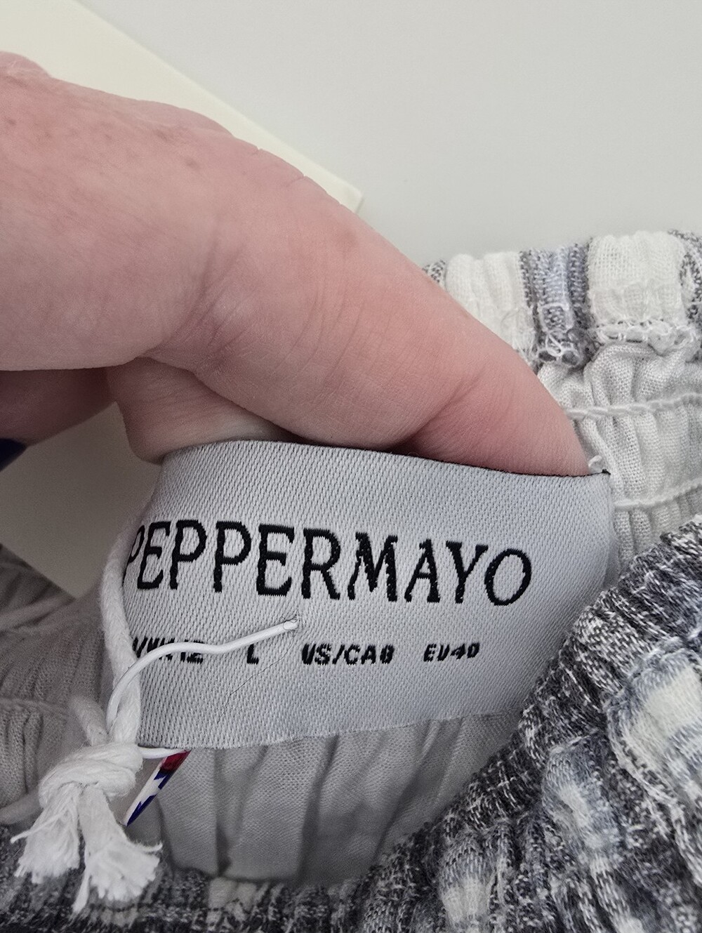 Peppermayo Malia Shirred Maxi Dress Blue Grey Check Plaid 8 Smocked Ruffles - Picture 14 of 14